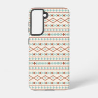 Aztec Shapes Pattern Rust Teal Cream