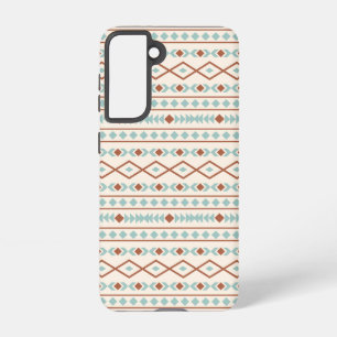 Aztec Shapes Pattern Rust Teal Cream Samsung Galaxy Case