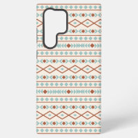 Aztec Shapes Pattern Rust Teal Cream