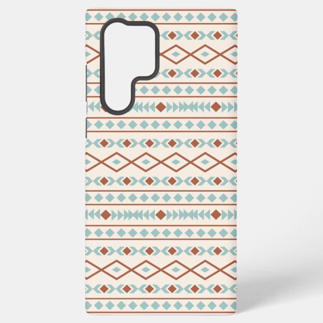 Aztec Shapes Pattern Rust Teal Cream Samsung Galaxy S22 Ultra Case (Back)