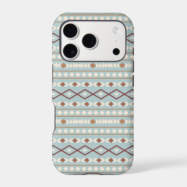 Aztec Shapes Pattern Rusts Cream Teal-Blue (Back)
