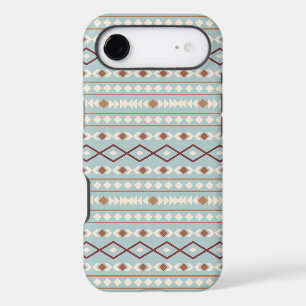 Aztec Shapes Pattern Rusts Cream Teal-Blue