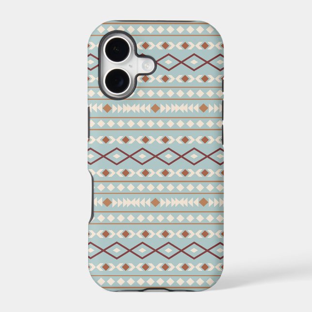 Aztec Shapes Pattern Rusts Cream Teal-Blue (Back)