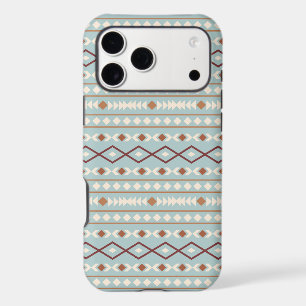 Aztec Shapes Pattern Rusts Cream Teal-Blue