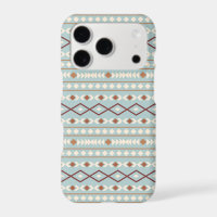 Aztec Shapes Pattern Rusts Cream Teal-Blue
