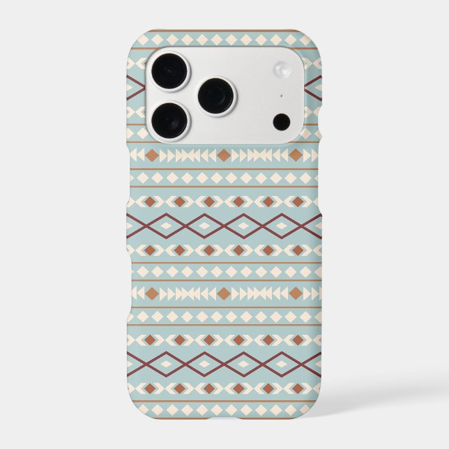 Aztec Shapes Pattern Rusts Cream Teal-Blue (Verso)