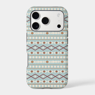 Aztec Shapes Pattern Rusts Cream Teal-Blue