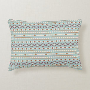 Aztec Shapes Pattern Rusts Cream Teal-Blue Accent Pillow