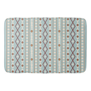 Aztec Shapes Pattern Rusts Cream Teal-Blue Bath Mat