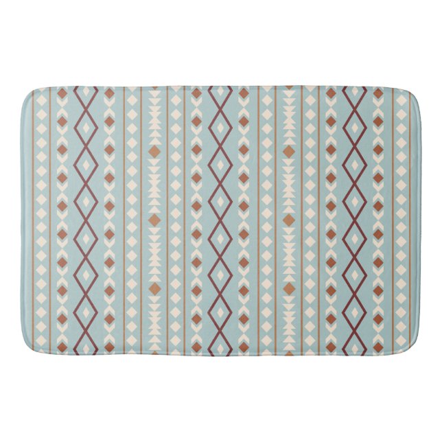 Aztec Shapes Pattern Rusts Cream Teal-Blue Bath Mat (Front)