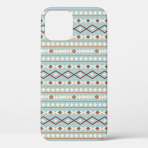 Aztec Shapes Pattern Rusts Cream Teal-Blue iPhone 12 Case