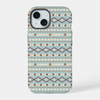 Aztec Shapes Pattern Rusts Cream Teal-Blue