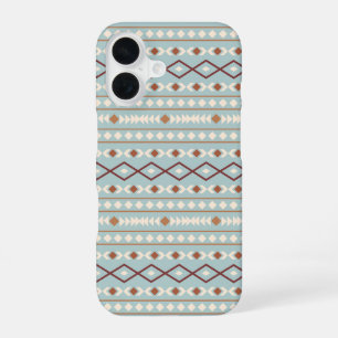 Aztec Shapes Pattern Rusts Cream Teal-Blue iPhone 16 Case