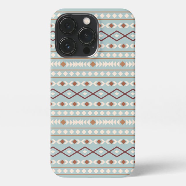 Aztec Shapes Pattern Rusts Cream Teal-Blue iPhone Case (Back)