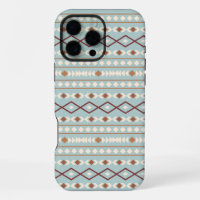 Aztec Shapes Pattern Rusts Cream Teal-Blue