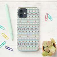 Aztec Shapes Pattern Rusts Cream Teal-Blue