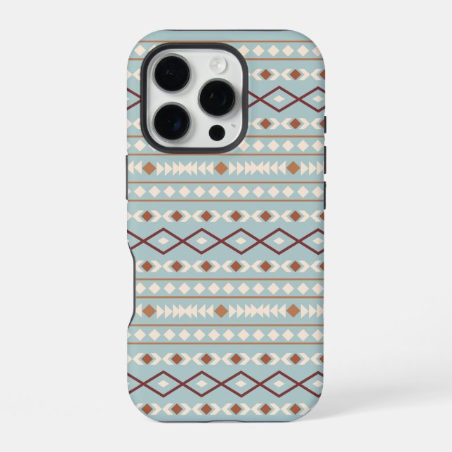 Aztec Shapes Pattern Rusts Cream Teal-Blue iPhone Case (Back)