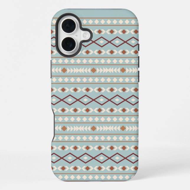 Aztec Shapes Pattern Rusts Cream Teal-Blue iPhone Case (Back)