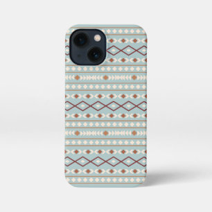 Aztec Shapes Pattern Rusts Cream Teal-Blue iPhone 13 Mini Case