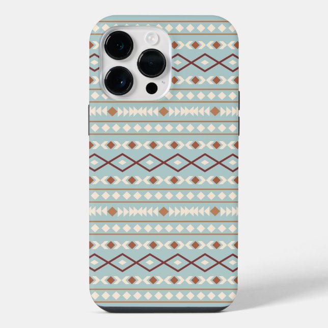 Aztec Shapes Pattern Rusts Cream Teal-Blue iPhone Case (Back)