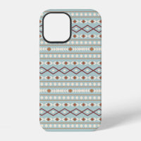 Aztec Shapes Pattern Rusts Cream Teal-Blue