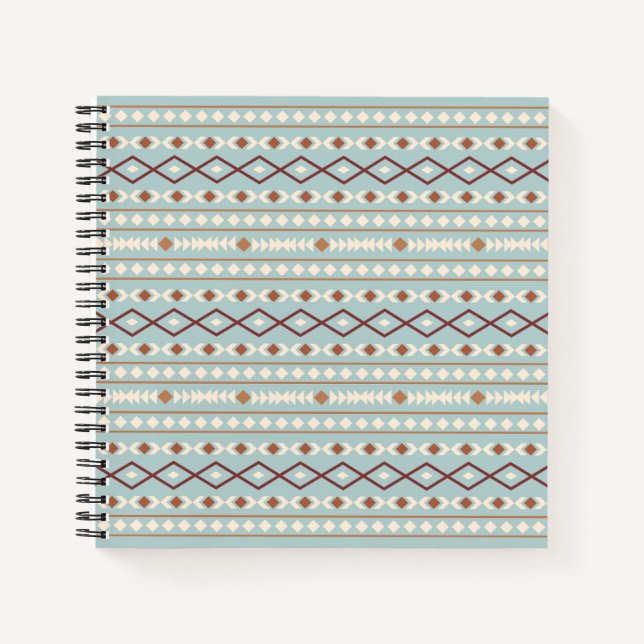 Aztec Shapes Pattern Rusts Cream Teal-Blue Notebook (Front)