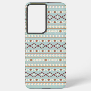 Aztec Shapes Pattern Rusts Cream Teal-Blue Samsung Galaxy Case