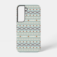 Aztec Shapes Pattern Rusts Cream Teal-Blue