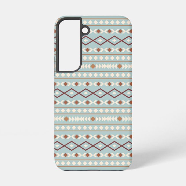 Aztec Shapes Pattern Rusts Cream Teal-Blue Samsung Galaxy S22 Case (Back)