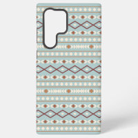 Aztec Shapes Pattern Rusts Cream Teal-Blue