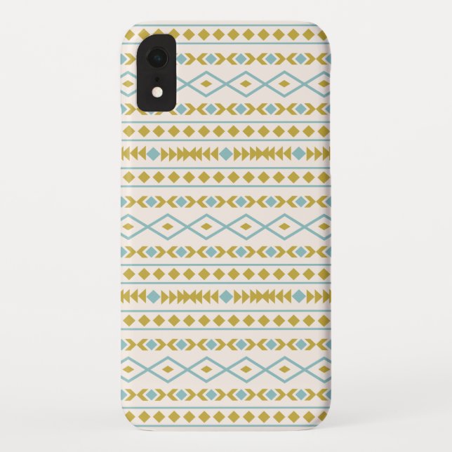 Aztec Shapes Pattern Teal Gold Cream Case-Mate iPhone Case (Back)