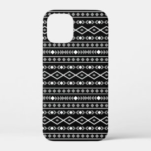 Aztec Shapes Pattern White Grey Black iPhone 12 Mini Case