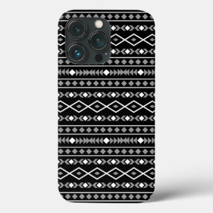 Aztec Shapes Pattern White Grey Black iPhone 13 Pro Case