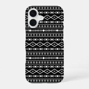 Aztec Shapes Pattern White Grey Black iPhone 16 Case