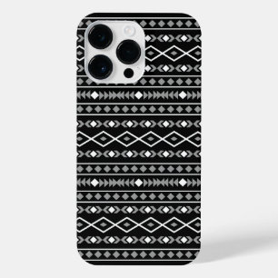 Aztec Shapes Pattern White Grey Black iPhone 14 Pro Max Case