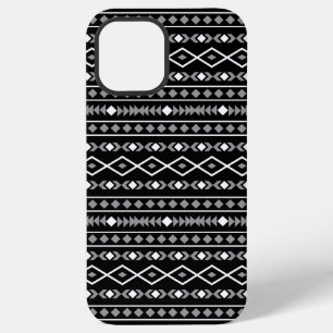 Aztec Shapes Pattern White Grey Black iPhone 12 Pro Max Case
