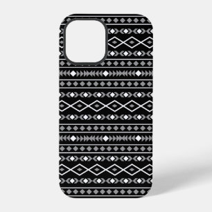 Aztec Shapes Pattern White Grey Black iPhone 12 Pro Case