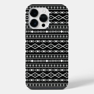 Aztec Shapes Pattern White Grey Black iPhone 14 Pro Max Case
