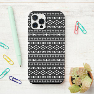 Aztec Shapes Pattern White Grey Black iPhone 12 Pro Case