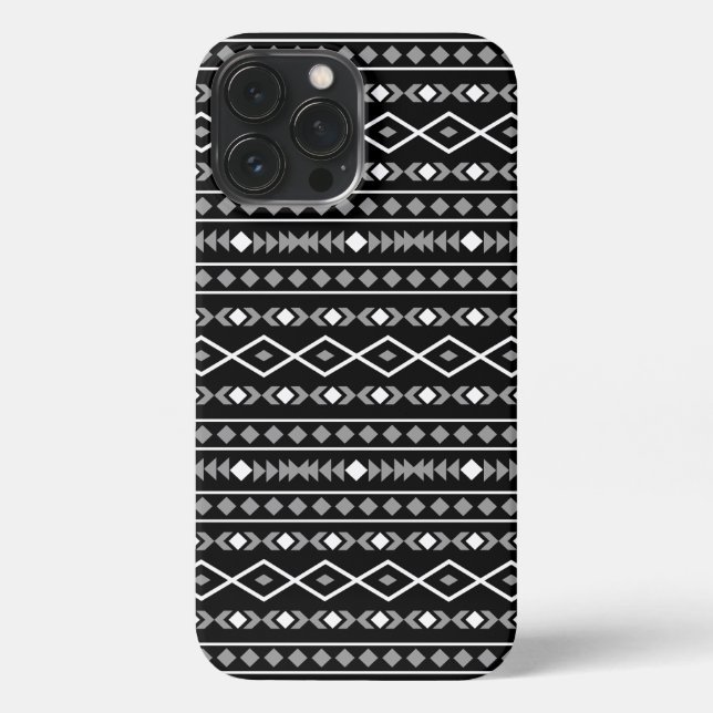 Aztec Shapes Pattern White Grey Black iPhone Case (Back)