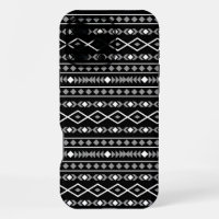 Aztec Shapes Pattern White Grey Black
