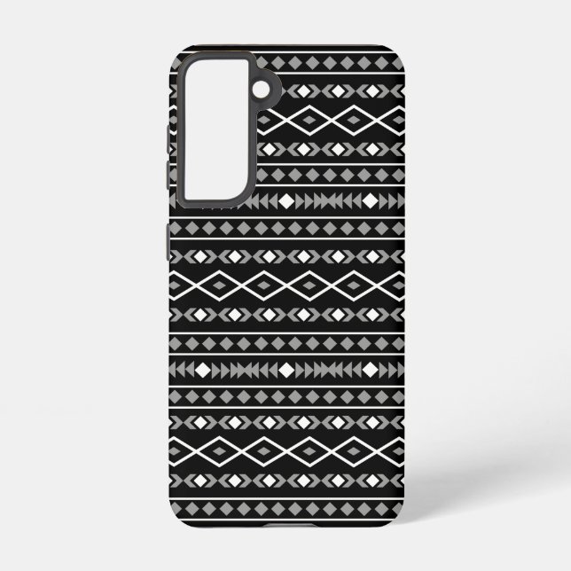 Aztec Shapes Pattern White Grey Black Samsung Galaxy S21 Case (Back)