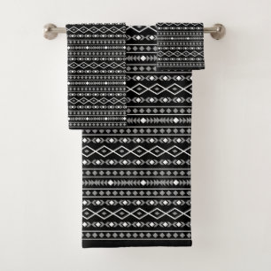 Aztec Shapes Rpt Pattern Grey White Black Bath Towel Set