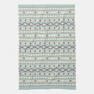 Aztec Shapes Rpt Pattern Rusts Cream Teal-Blue Kitchen Towel