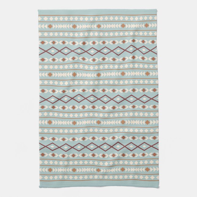 Aztec Shapes Rpt Pattern Rusts Cream Teal-Blue Kitchen Towel (Vertical)