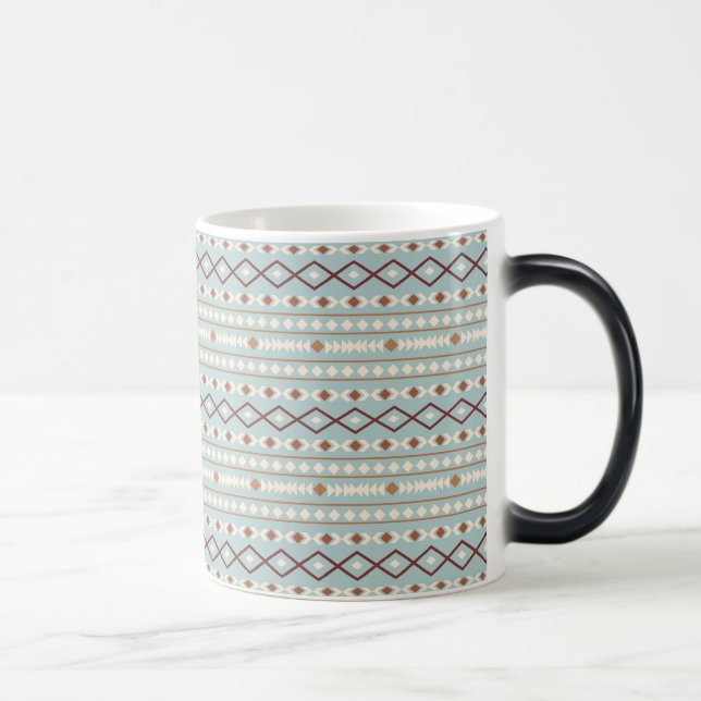 Aztec Shapes Rpt Pattern Rusts Cream Teal-Blue Magic Mug (Right)