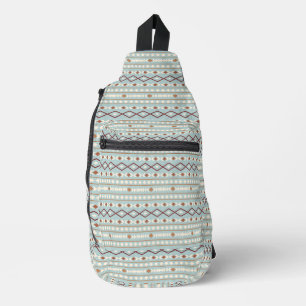 Aztec Shapes Rpt Pattern Rusts Cream Teal-Blue Sling Bag