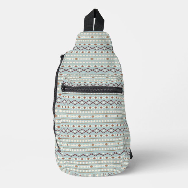 Aztec Shapes Rpt Pattern Rusts Cream Teal-Blue Sling Bag (Front)