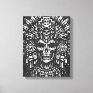Aztec Skull Headdress by BurnsInHell Canvas Print