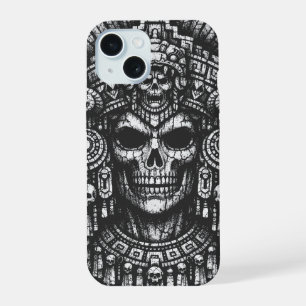 Aztec Skull Headdress by BurnsInHell iPhone 15 Case
